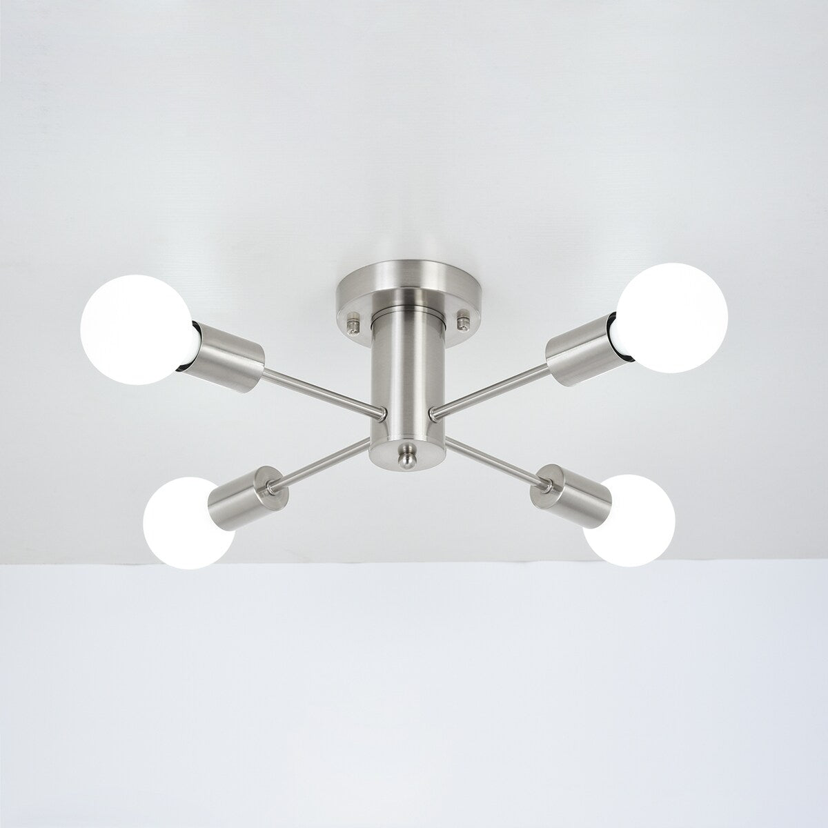 4-Light Industrial Semi Flush Mount Ceiling Light for Kitchen Dining Room Bedroom Study Living Room - N/A