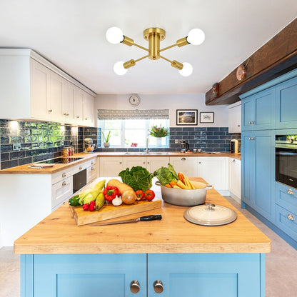 4-Light Industrial Semi Flush Mount Ceiling Light for Kitchen Dining Room Bedroom Study Living Room - N/A