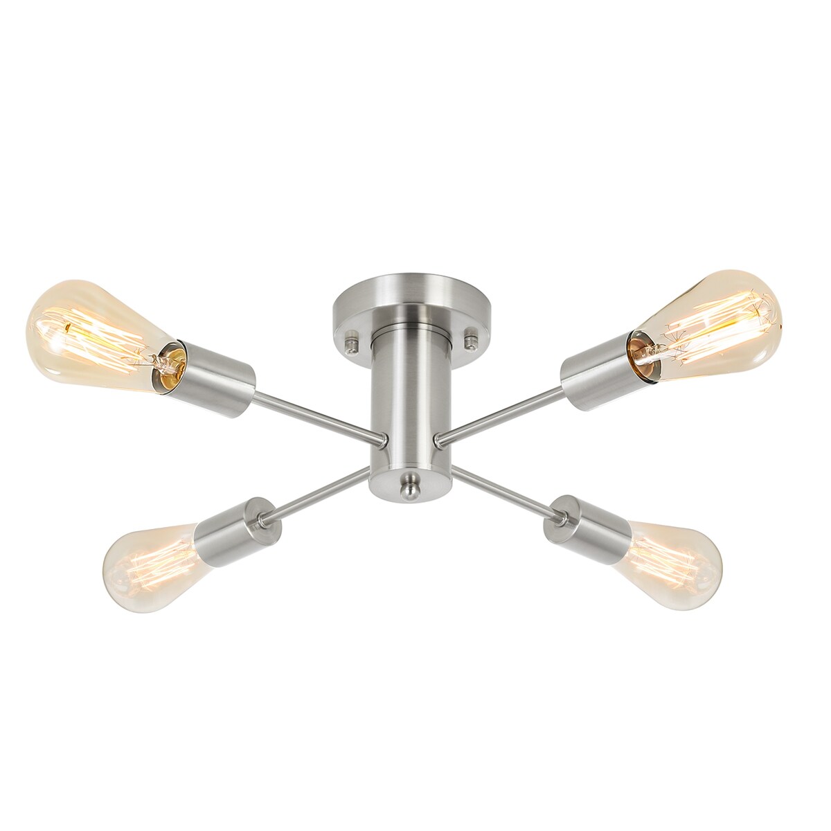 4-Light Industrial Semi Flush Mount Ceiling Light for Kitchen Dining Room Bedroom Study Living Room - N/A