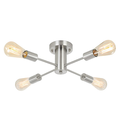 4-Light Industrial Semi Flush Mount Ceiling Light for Kitchen Dining Room Bedroom Study Living Room - N/A