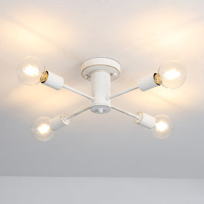 4-Light Industrial Semi Flush Mount Ceiling Light for Kitchen Dining Room Bedroom Study Living Room - N/A