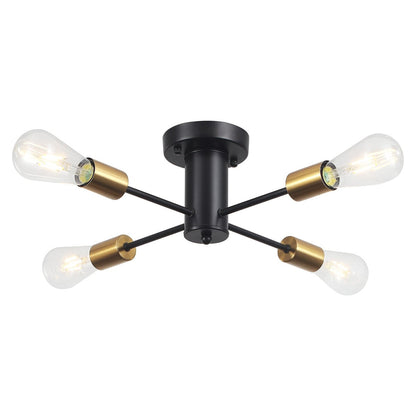 4-Light Industrial Semi Flush Mount Ceiling Light for Kitchen Dining Room Bedroom Study Living Room - N/A