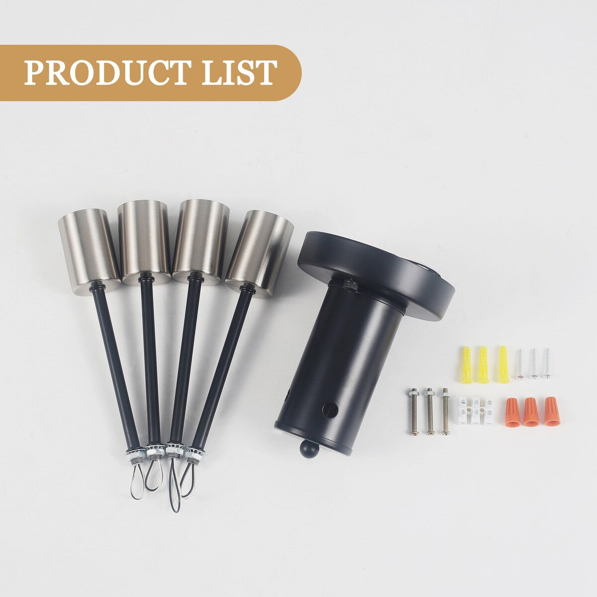 4-Light Industrial Semi Flush Mount Ceiling Light for Kitchen Dining Room Bedroom Study Living Room - N/A