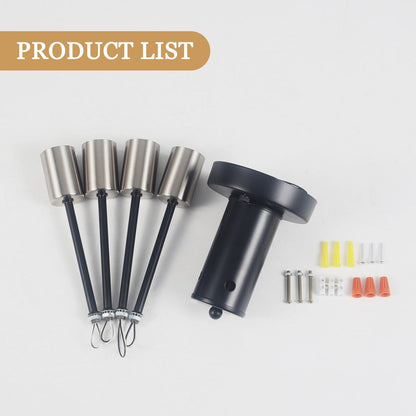 4-Light Industrial Semi Flush Mount Ceiling Light for Kitchen Dining Room Bedroom Study Living Room - N/A