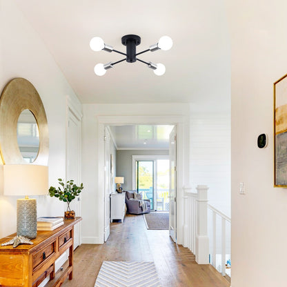 4-Light Industrial Semi Flush Mount Ceiling Light for Kitchen Dining Room Bedroom Study Living Room - N/A