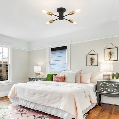 4-Light Industrial Semi Flush Mount Ceiling Light for Kitchen Dining Room Bedroom Study Living Room - N/A