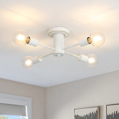 4-Light Industrial Semi Flush Mount Ceiling Light for Kitchen Dining Room Bedroom Study Living Room - N/A