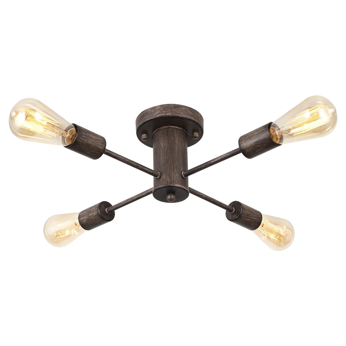 4-Light Industrial Semi Flush Mount Ceiling Light for Kitchen Dining Room Bedroom Study Living Room - N/A