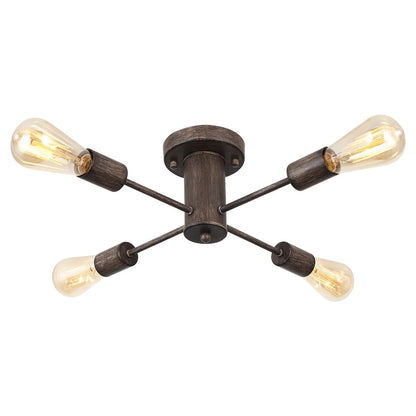 4-Light Industrial Semi Flush Mount Ceiling Light for Kitchen Dining Room Bedroom Study Living Room - N/A
