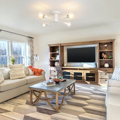 4-Light Industrial Semi Flush Mount Ceiling Light for Kitchen Dining Room Bedroom Study Living Room - N/A