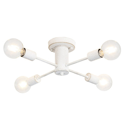 4-Light Industrial Semi Flush Mount Ceiling Light for Kitchen Dining Room Bedroom Study Living Room - N/A