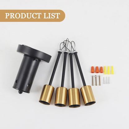 4-Light Industrial Semi Flush Mount Ceiling Light for Kitchen Dining Room Bedroom Study Living Room - N/A