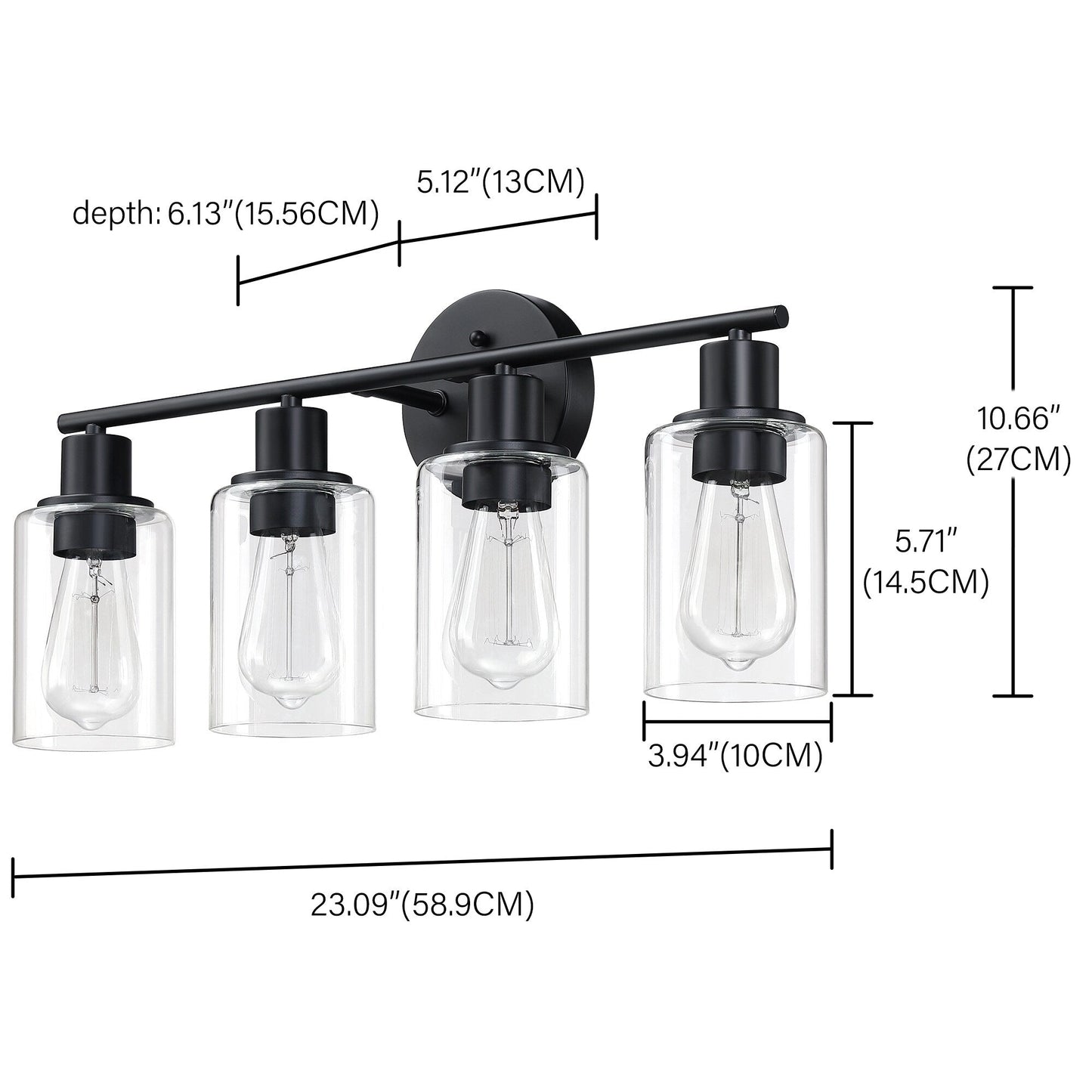 4-Light Vintage Bathroom Vanity Lights