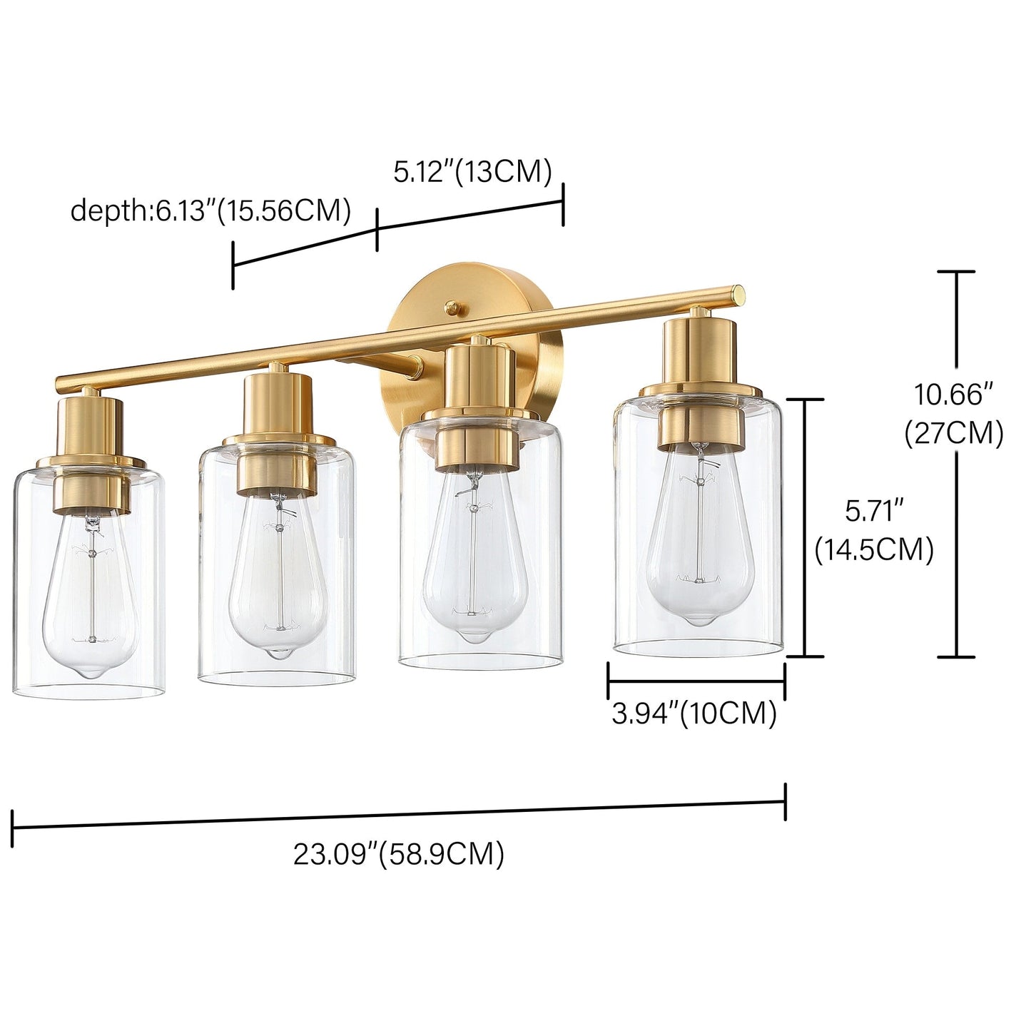 4-Light Vintage Bathroom Vanity Lights