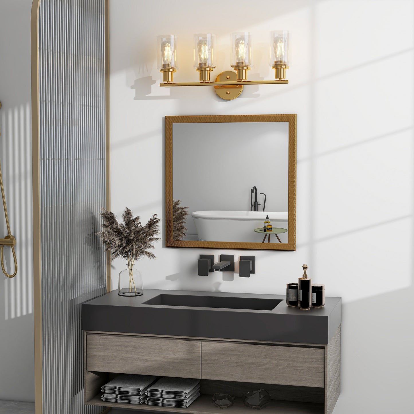 4-Light Vintage Bathroom Vanity Lights