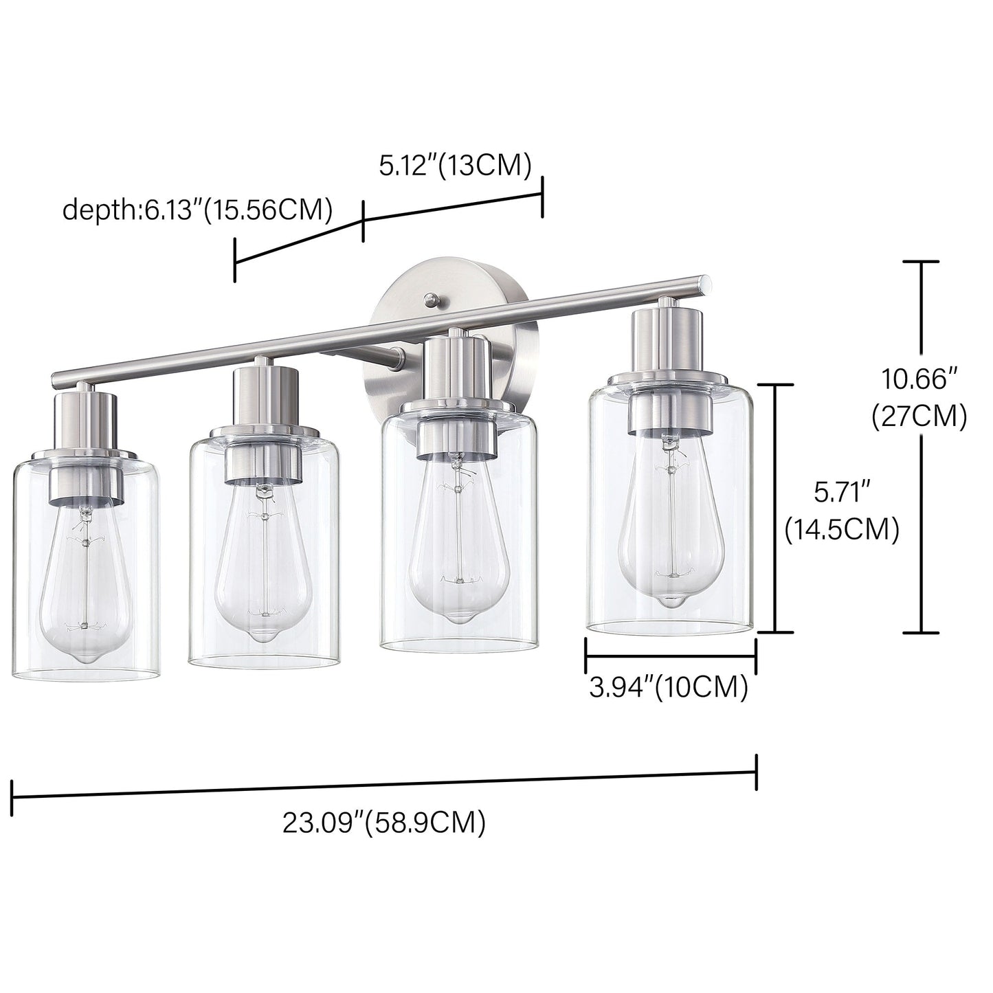 4-Light Vintage Bathroom Vanity Lights