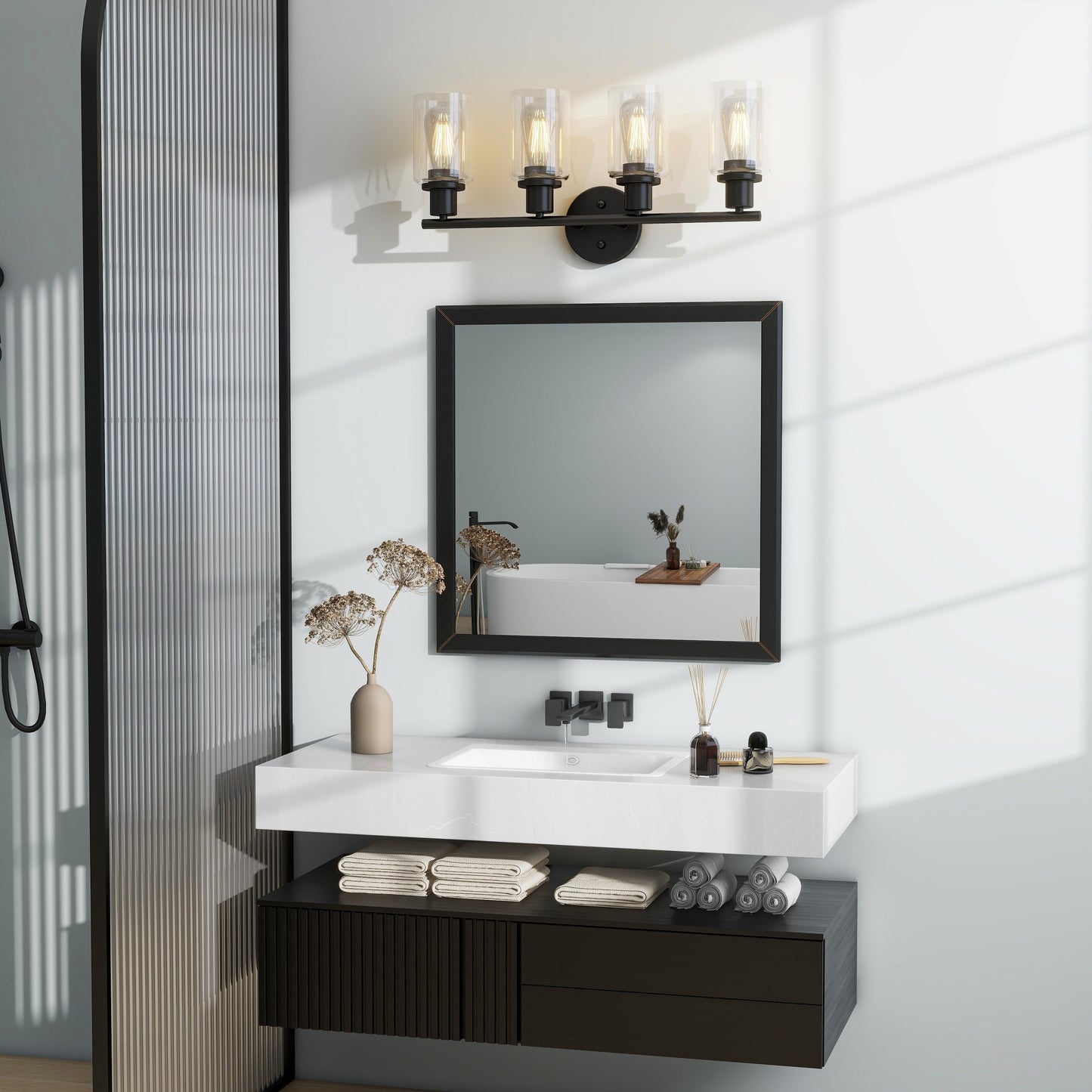 4-Light Vintage Bathroom Vanity Lights