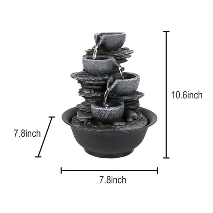 4-Tier Water Fountain Indoor Relaxation Waterfall Feature for Home