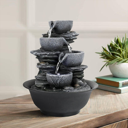 4-Tier Water Fountain Indoor Relaxation Waterfall Feature for Home
