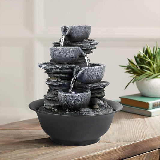 4-Tier Water Fountain Indoor Relaxation Waterfall Feature for Home