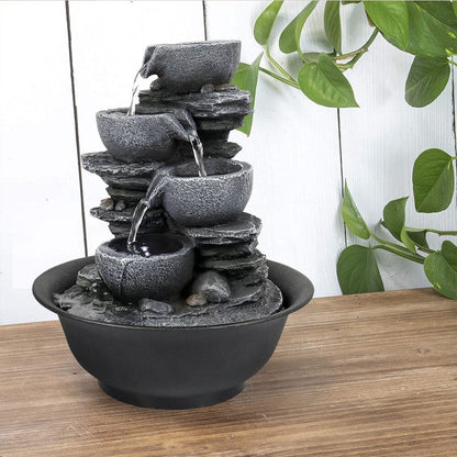 4-Tier Water Fountain Indoor Relaxation Waterfall Feature for Home