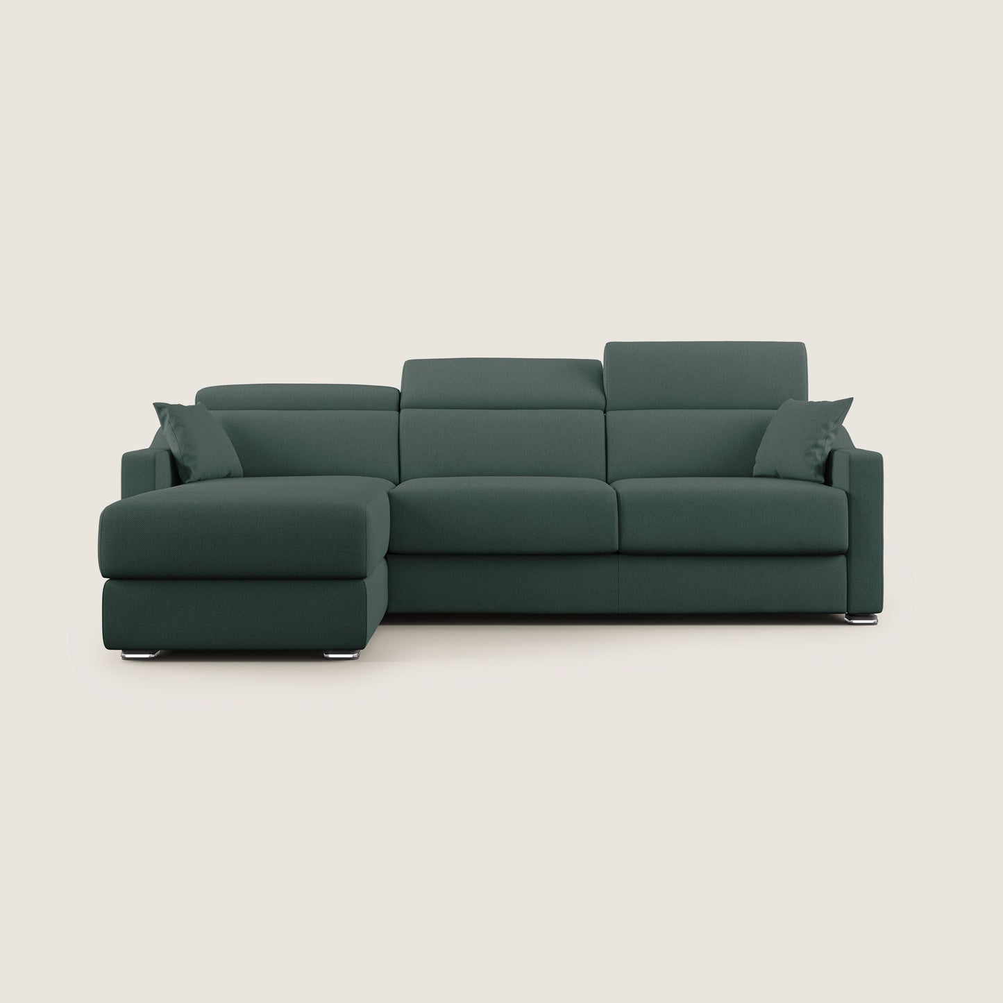 Divano letto angolare Amber in tessuto smacchiabile T05 verde