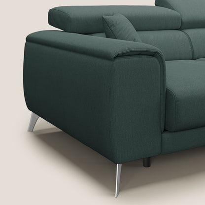 Fusion Divano angolare con sedute scorrevoli in tessuto morbido smaltabile T05 verde