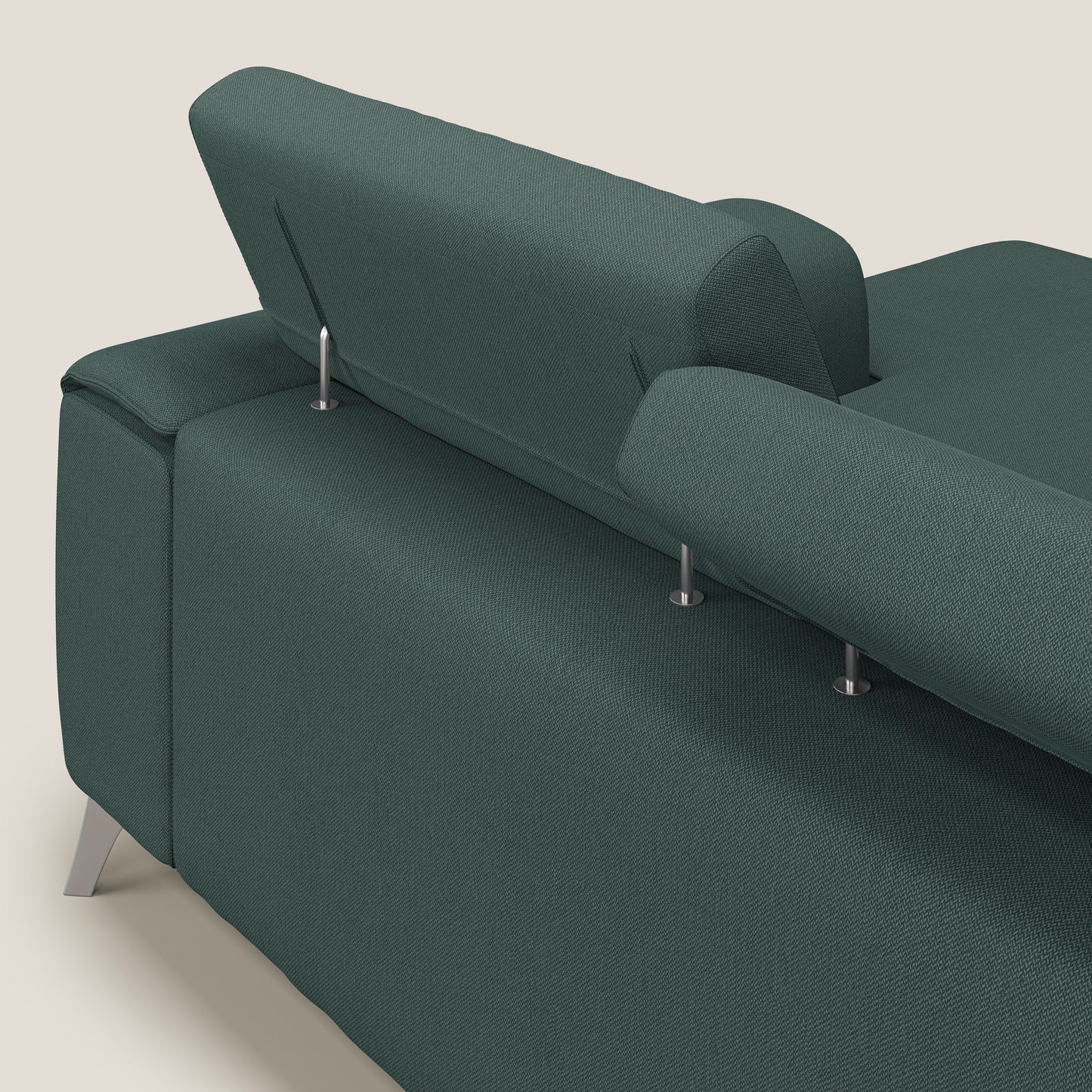 Fusion Divano angolare con sedute scorrevoli in tessuto morbido smaltabile T05 verde