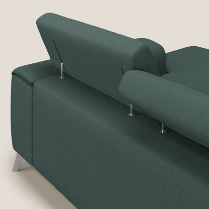 Fusion Divano angolare con sedute scorrevoli in tessuto morbido smaltabile T05 verde