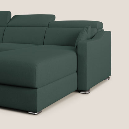 Divano letto angolare Amber in tessuto smacchiabile T05 verde