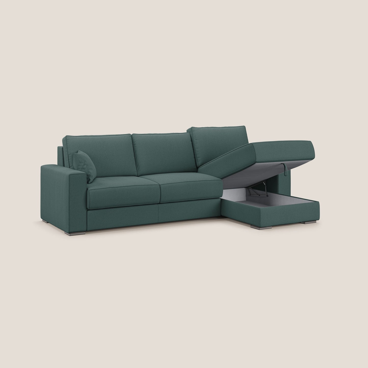Dream Divano letto angolare in tessuto smacchiabile T05 verde 