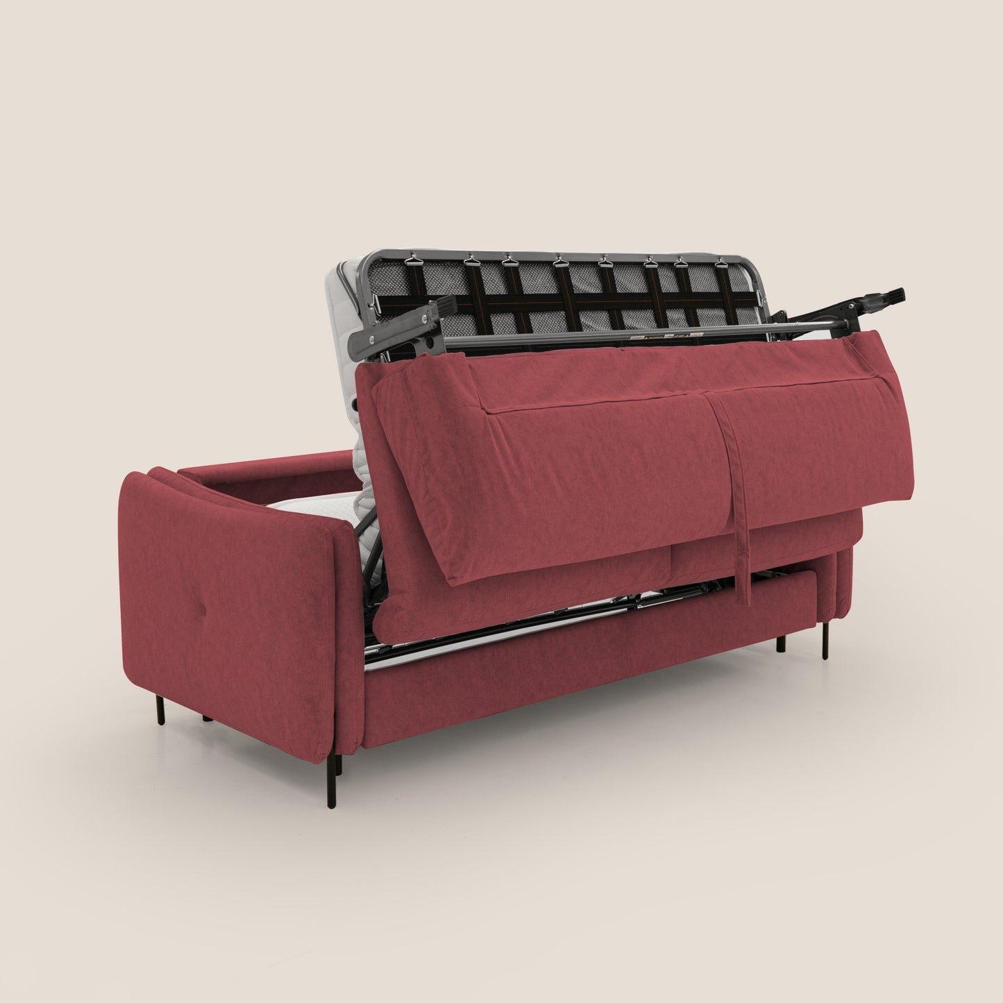 Gregory Divano letto con materasso h18 cm in microfibra effetto velluto impermeabile T09 rosso 