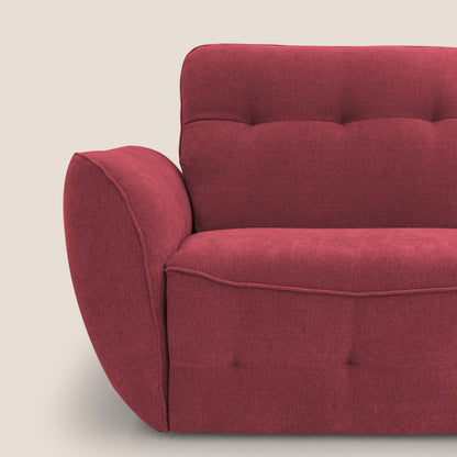 Cerbero divano angolare con pouf mobile in morbido bouclé impermeabile T07 rosso