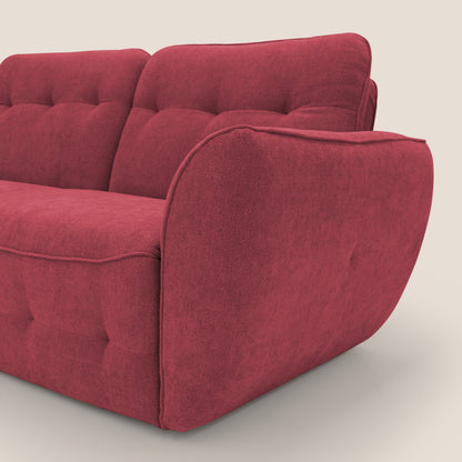 Cerbero divano angolare con pouf mobile in morbido bouclé impermeabile T07 rosso