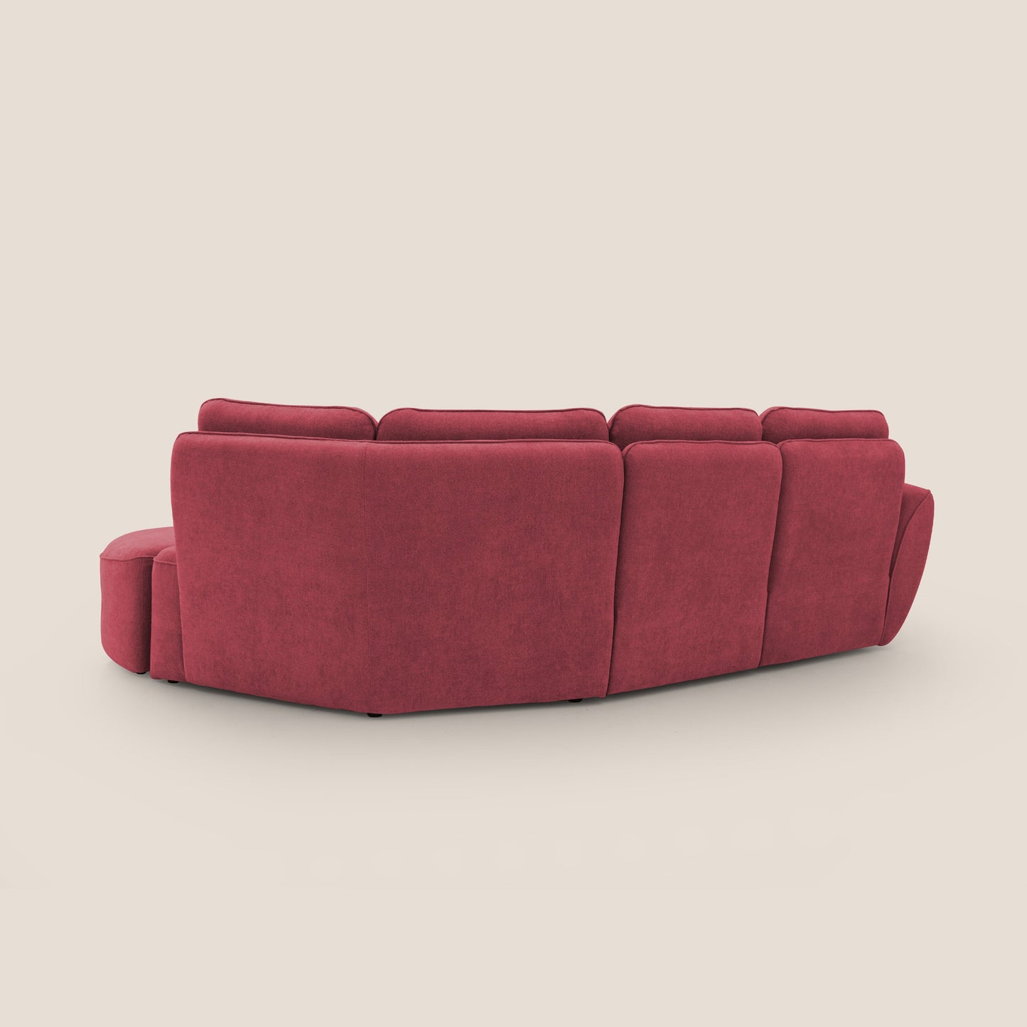 Cerbero divano angolare con pouf mobile in morbido bouclé impermeabile T07 rosso