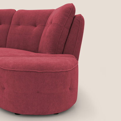 Cerbero divano angolare con pouf mobile in morbido bouclé impermeabile T07 rosso