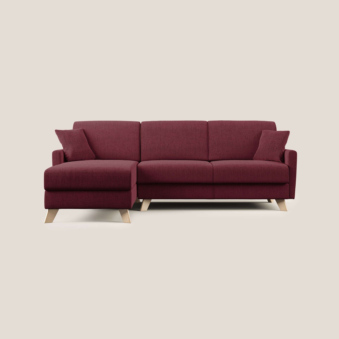 Edgar divano letto angolare in tessuto felis impermeabile T03 rosso