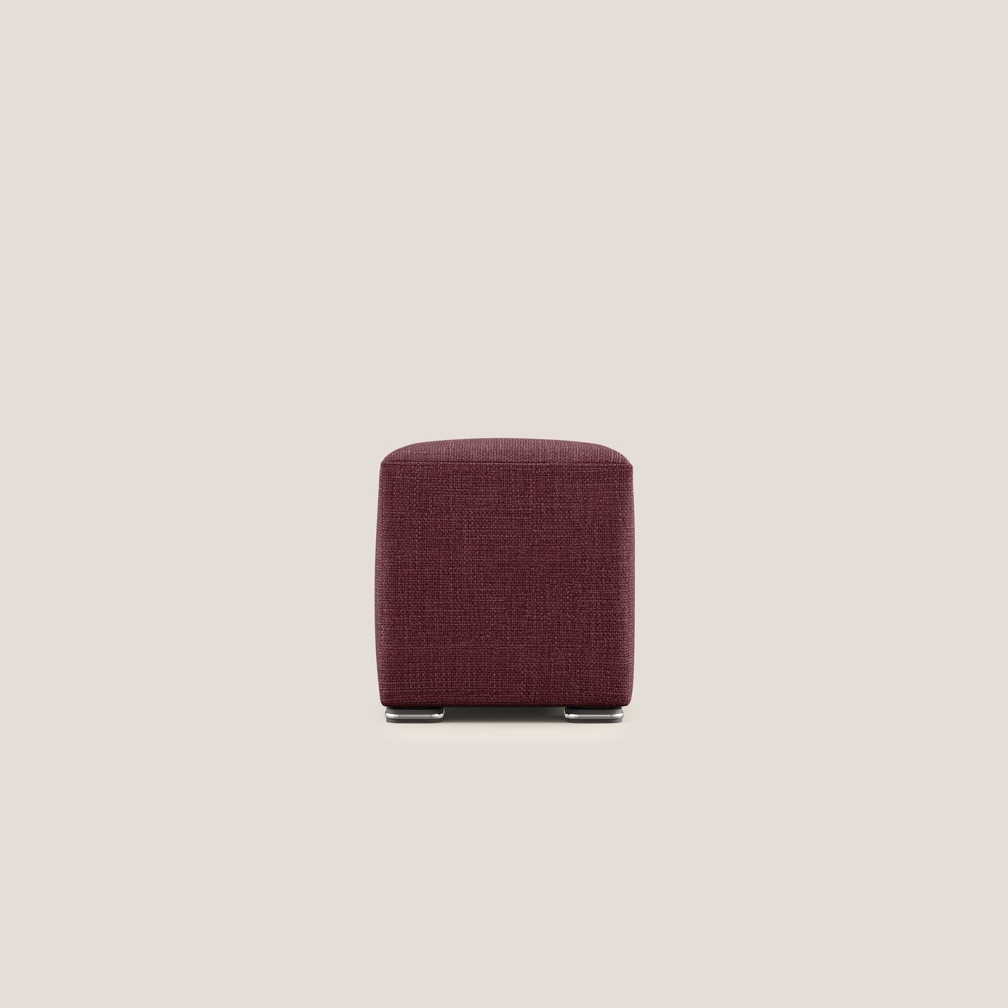 Pouf cubo in morbido tessuto impermeabile ad intreccio melangiato T06 rosso