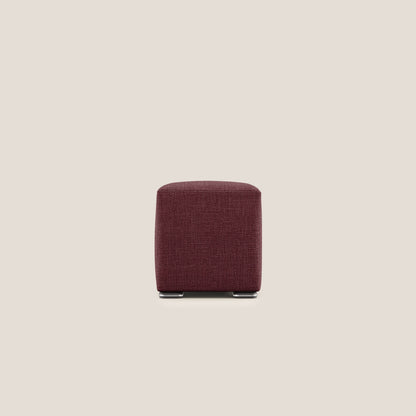 Pouf cubo in morbido tessuto impermeabile ad intreccio melangiato T06 rosso