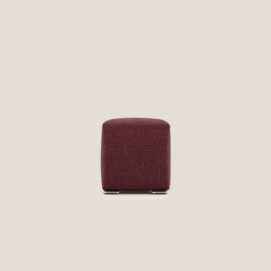 Pouf cubo in morbido tessuto impermeabile ad intreccio melangiato T06 rosso