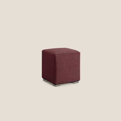 Pouf cubo in morbido tessuto impermeabile ad intreccio melangiato T06 rosso