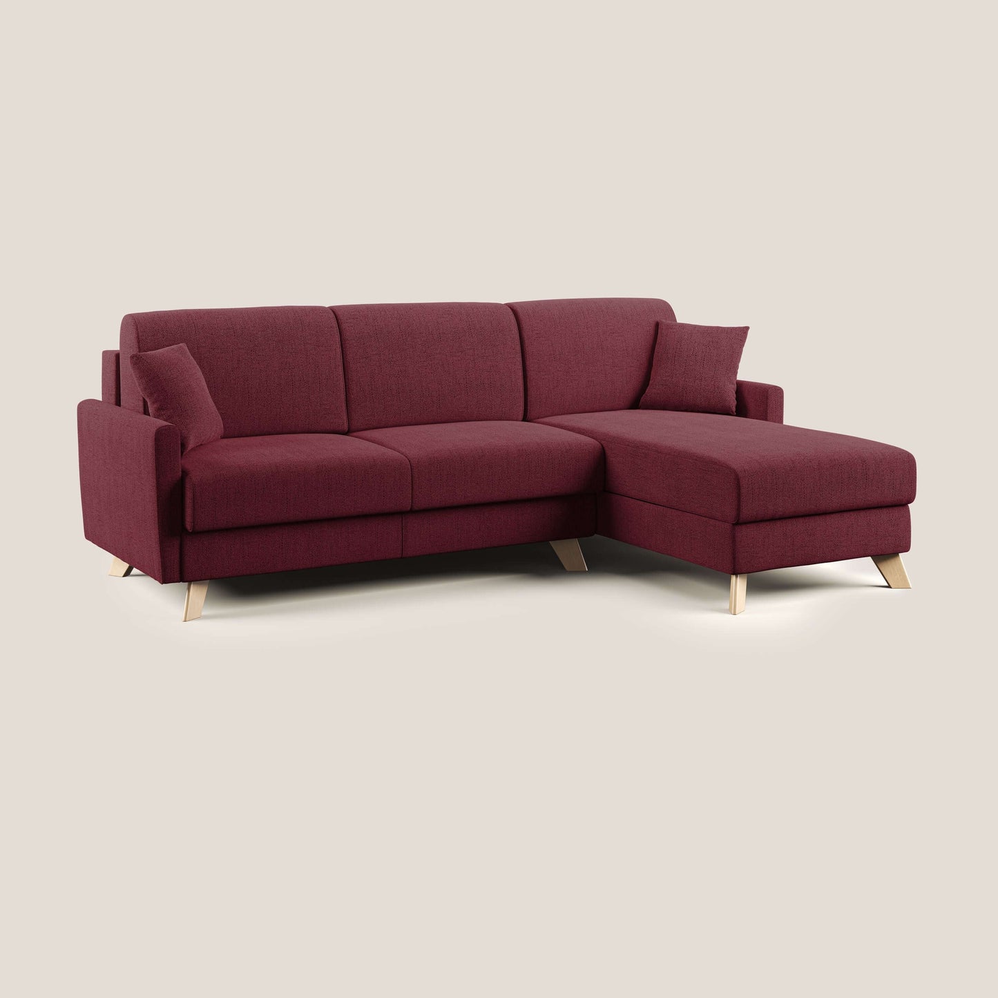 Edgar divano letto angolare in tessuto felis impermeabile T03 rosso
