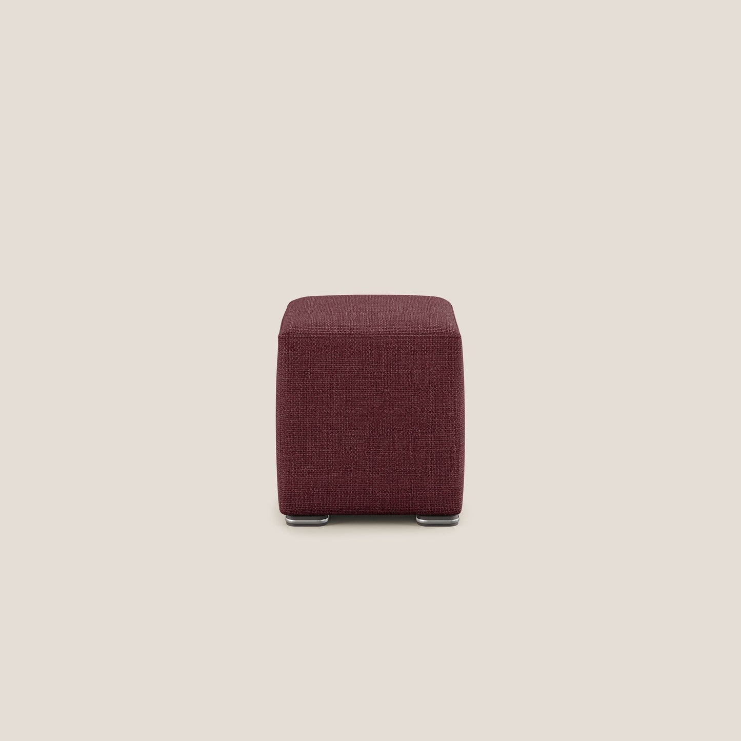 Pouf cubo in morbido tessuto impermeabile ad intreccio melangiato T06 rosso