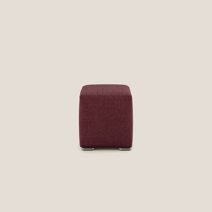Pouf cubo in morbido tessuto impermeabile ad intreccio melangiato T06 rosso