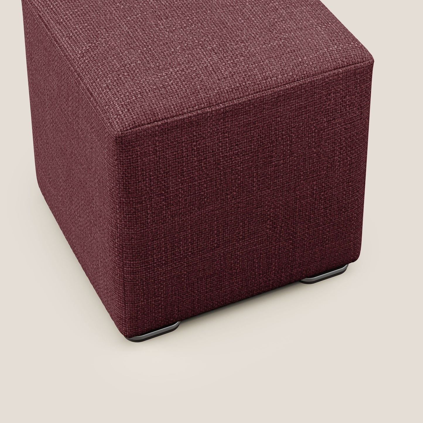 Pouf cubo in morbido tessuto impermeabile ad intreccio melangiato T06 rosso