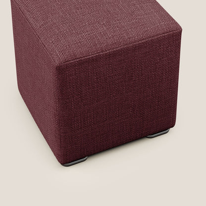 Pouf cubo in morbido tessuto impermeabile ad intreccio melangiato T06 rosso