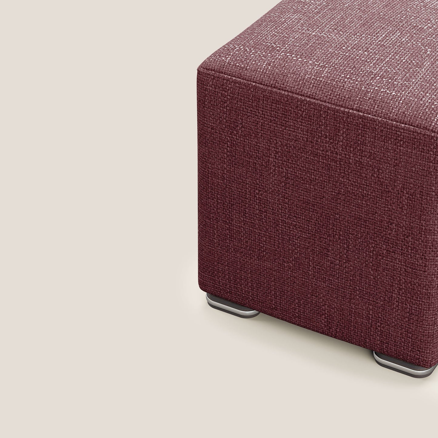 Pouf cubo in morbido tessuto impermeabile ad intreccio melangiato T06 rosso