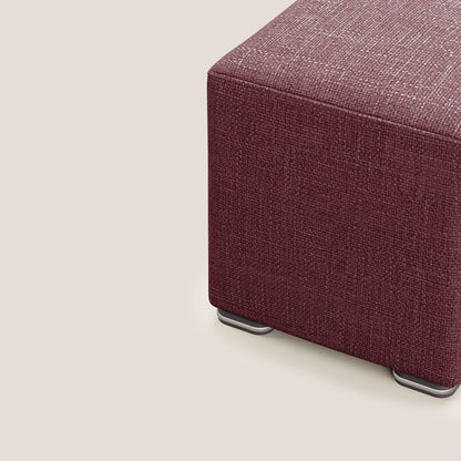Pouf cubo in morbido tessuto impermeabile ad intreccio melangiato T06 rosso