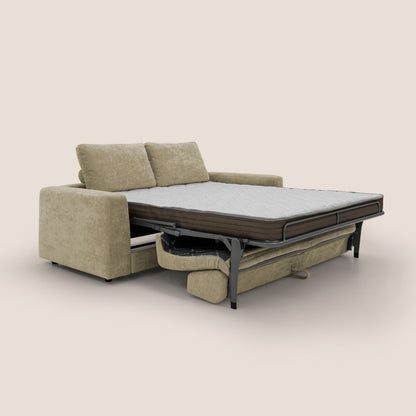 Freia Divano letto minimal materasso h15 cm con morbidi schienali in tessuto impermeabile T14 beige