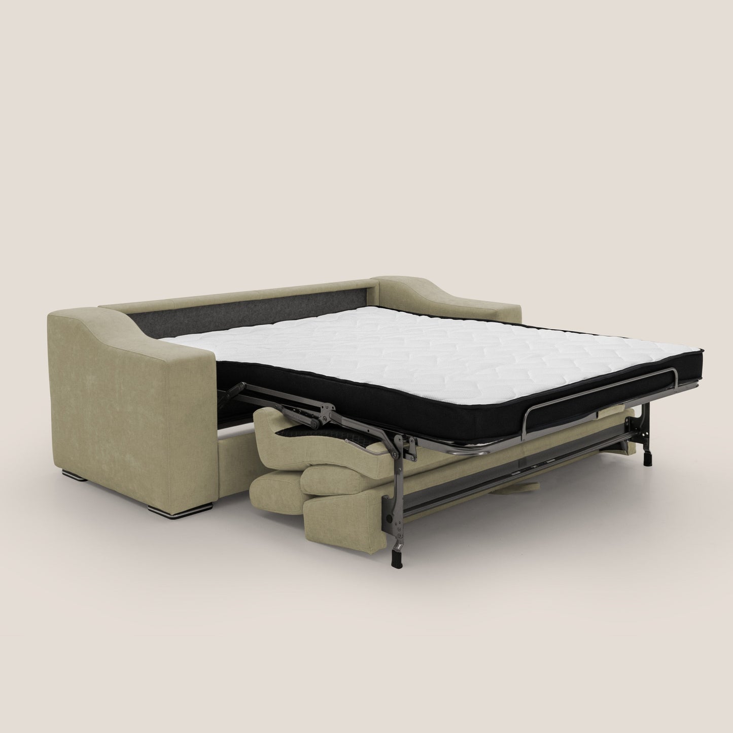 Bomber divano letto matrimoniale con poggiatesta in tessuto impermeabile T14 beige 